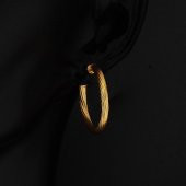 Çizgili 22 Ayar Altın Halka Küpe 3 cm. thumbnail 4