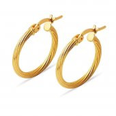 Çizgili 22 Ayar Altın Halka Küpe 3 cm. thumbnail 5