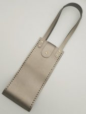 Angel Çanta Aksesuar Suni Deri Kova Model Parlak Gri Renk Çanta Deri Seti Light Gold Metal thumbnail 4