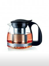 Süzgeçli Cam Demlik 700 ML Çay Kahve Bitki Çayı Demliği Siyah - 1