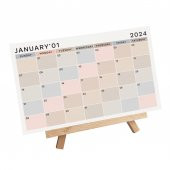 Amerikan Standardı 2025 Masa Takvimi(Pazar Günü Başlangıç),Ahşap Şövale Takvim, Aylık Planlamalı Takvim, Boho Renkler, Y - 5