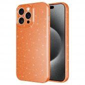 KNY Apple İphone 15 Pro Max Kılıf Kamera Korumalı Simli Lux Koton Silikon Turuncu - 1