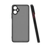 KNY Tecno Camon 19 Neo Kılıf Renkli Kenarlı Buzlu Kamera Korumalı Hux Kapak Siyah - 1