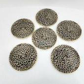 Glore Leopar Somon Altın Yaldızlı Cam Servis Tabağı Takımı - 5