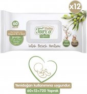 Baby Turco Doğadan Yenidoğan Islak Bebek Havlusu 60 Yaprak x 12li - 1