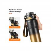 TKK Paslanmaz Çelik Termos Matara 900 ML Pipetli ve Pipetsiz Kullanım (Karışık Renk 1 Adet) - 5