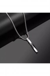 2023 Moda Yeni Siyah Kolye Erkek Moda Basit Paslanmaz Çelik Zincir Erkek Kolye Takı thumbnail 3