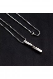 2023 Moda Yeni Siyah Kolye Erkek Moda Basit Paslanmaz Çelik Zincir Erkek Kolye Takı thumbnail 5