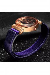 Kadın Kol Saati Lüks Moda Şık Trend Bayan Saat Mor Renk thumbnail 5