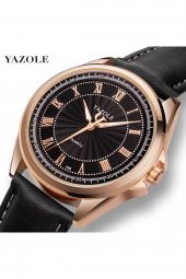 Erkek Kol Saati Siyah Deri Kordon Lu Şık Moda Trend Saat thumbnail 3