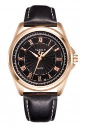 Erkek Kol Saati Siyah Deri Kordon Lu Şık Moda Trend Saat thumbnail 4