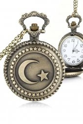 Köstekli Cep Saati Ouartz Ayyıldız Türk Baytasarımlı Zincirli Cep Saati Trend thumbnail 2