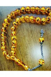 saattakı Karınca Fosilli Toz Kehribar Tesbih thumbnail 1