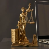 Masaüstü Kartlık Kalemlik Bölmeli Adalet Terazisi Heykeli 21 cm thumbnail 1