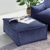 Homedius Notre Kadife Koltuk Puf Set  Tek İndigo - 3