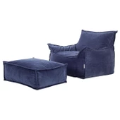Homedius Notre Kadife Koltuk Puf Set  Tek İndigo - 5