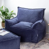 Homedius Notre Kadife Koltuk Puf Set  Tek İndigo - 4