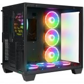 Rampage ICEWAVE Siyah Temperli Camlı 7*12cm ARGB Fan+Kontrolcü Transparan E-ATX Mid-T Gaming Oyuncu Kasası - 5