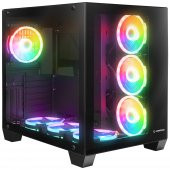 Rampage ICEWAVE Siyah Temperli Camlı 7*12cm ARGB Fan+Kontrolcü Transparan E-ATX Mid-T Gaming Oyuncu Kasası - 1