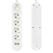 Vea VA-21560 Akım Korumalı Priz 4 Lü 1.5 Metre Uzatma Kablosu 3 Usb li Anahtarlı Priz - 6