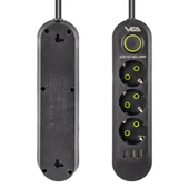 Vea VA-21557 Akım Korumalı Priz 3 Lü Usb li 1.5 Metre Uzatma Kablosu Anahtarlı 3-16 Amper - 6