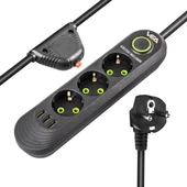 Vea VA-21557 Akım Korumalı Priz 3 Lü Usb li 1.5 Metre Uzatma Kablosu Anahtarlı 3-16 Amper - 1