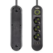 Vea VA-21557 Akım Korumalı Priz 3 Lü Usb li 1.5 Metre Uzatma Kablosu Anahtarlı 3-16 Amper - 2