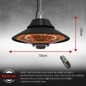 MirKraft Elirg RC 2000W Kumandalı, Led Aydınlatmalı Tavan Tipi Isıtıcı - 3