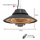 MirKraft Elirg RC 2000W Kumandalı, Led Aydınlatmalı Tavan Tipi Isıtıcı - 6