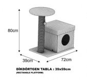 Dubex 39x72x80 cm Kedi Oyun Evi ve Tırmalama Platformu Gri - 2