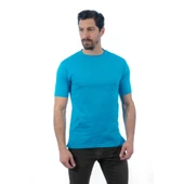Sıfır Yaka Tişört, Turkuaz -113E309- Bisiklet Yaka Tshirt thumbnail 1