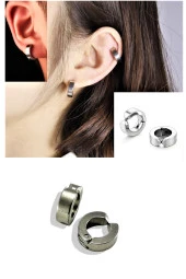 2li Çelik Kıstırmalı Küpe 316L Çelik thumbnail 1