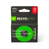 GP Batteries ReCyko Pro 800 mAh AAA İnce Ni-Mh Şarjlı Pil, 1.2 Volt, 6'lı Kart - 1