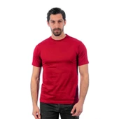 Sıfır Yaka Tişört, Bordo -113E315- Bisiklet Yaka Tshirt, T-shirt - 1