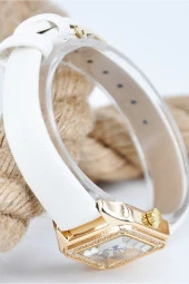 Roma Rakamlı Taşlı Kasa Beyaz Deri Kordonlu Şık Sade Kadın Kol Saati SU-890 - 2