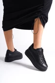 BİANA Bağcıklı Ortopedik Taban Kadın Sneaker Ayakkabı ST Siyah - 3