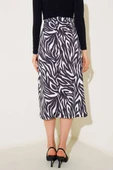 Zebra Desenli Yırtmaçlı Etek Siyah thumbnail 3