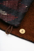 Kadın Atkı Boyunluk Düğmeli Peluş Kadife Zigzag Kahve - 4