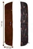 Kadın Atkı Boyunluk Düğmeli Peluş Kadife Zigzag Kahve - 5