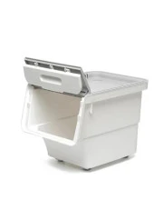 Motek Tekerlekli Patateslik Soğanlık Oyuncak Kutusu Patateslik Soğanlık Sepeti 3X12Lt Beyaz+Gri - 7