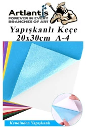 Yapışkanlı Keçe 10 Renk A4 20x30 cm 1 Paket Keçe Yapışkanlı 10 lu Okul Kreş Okul Öncesi Etkinlik Hobi - 3