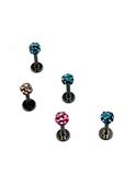 Renkli Taşlı Çelik 5 Adet Kaş Tragus Piercing - 1