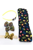 Renkli Desenli Taç Toka Bandana Set - 1