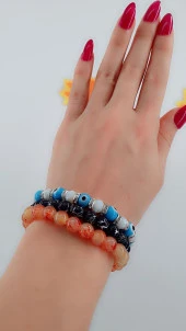 Karışık Renkli  Cam Boncuk Bijuteri Bileklik 3lü Set thumbnail 4