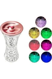 Masaüstü Lamba ve Nemlendirici Şarjlı Işık Kristal Elmas Desen 7 Farklı Renk Lamba Kitap Okuma D13 - 2