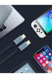 Type-C to Type-C Data ve Şarj Kablosu 20gbps 100W Akıllı Chip iPhone 15 Serisi Uyumlu 2 Metre ZR48 thumbnail 3