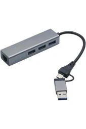USB 3.0 to Ethernet RJ45 Lan Hub 1000Mbps 3 Adet USB 3.0 Çıkışlı Ethernet Adaptör PC Macbook Samsung - 3
