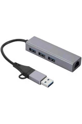 USB 3.0 to Ethernet RJ45 Lan Hub 1000Mbps 3 Adet USB 3.0 Çıkışlı Ethernet Adaptör PC Macbook Samsung - 2