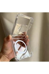 Galaxy Z Fold 4 ile uyumlu Kılıf Magsafe ile uyumlu Nitro AntiShock Transparan Köşeler Airbag Koruma thumbnail 4