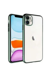 iPhone 11 ile uyumlu Kılıf Şeffaf arka yüzey Sert PC Renkli Çerçeveli Z-Riksos Kapak thumbnail 1